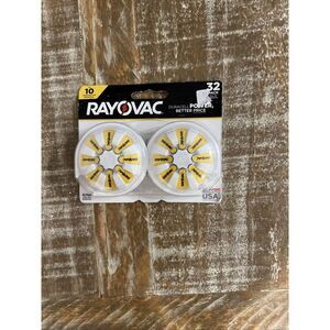 NEW SEALED RAYOVAC Hearing Aid Batteries Size 10 32 pack‎ - Expires  July 2027